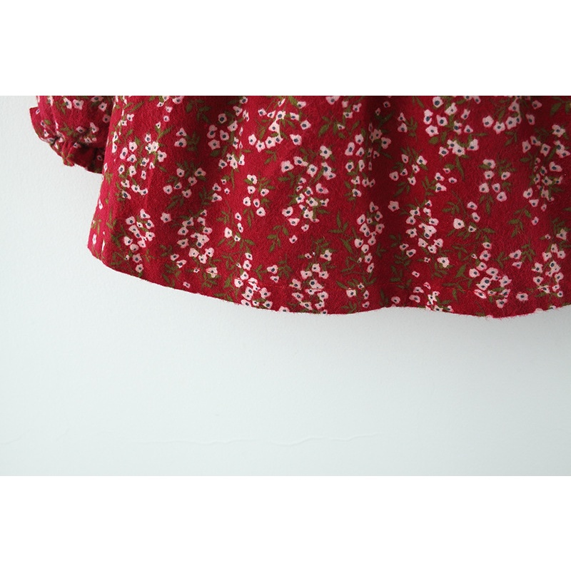 Đầm Thời Trang Mùa Thu 2023 Màu Trơn Đính Nơ In Hoa Dễ Thương Cho Bé Gái 9 Tháng-3 Tuổi