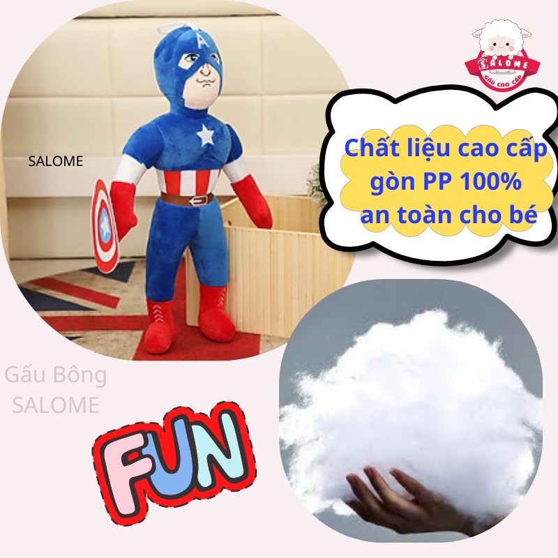 Gấu Bông Thuyền Trưởng Mỹ Captain American SALOME, Thú Đồ Chơi Siêu Nhân Cho Bé