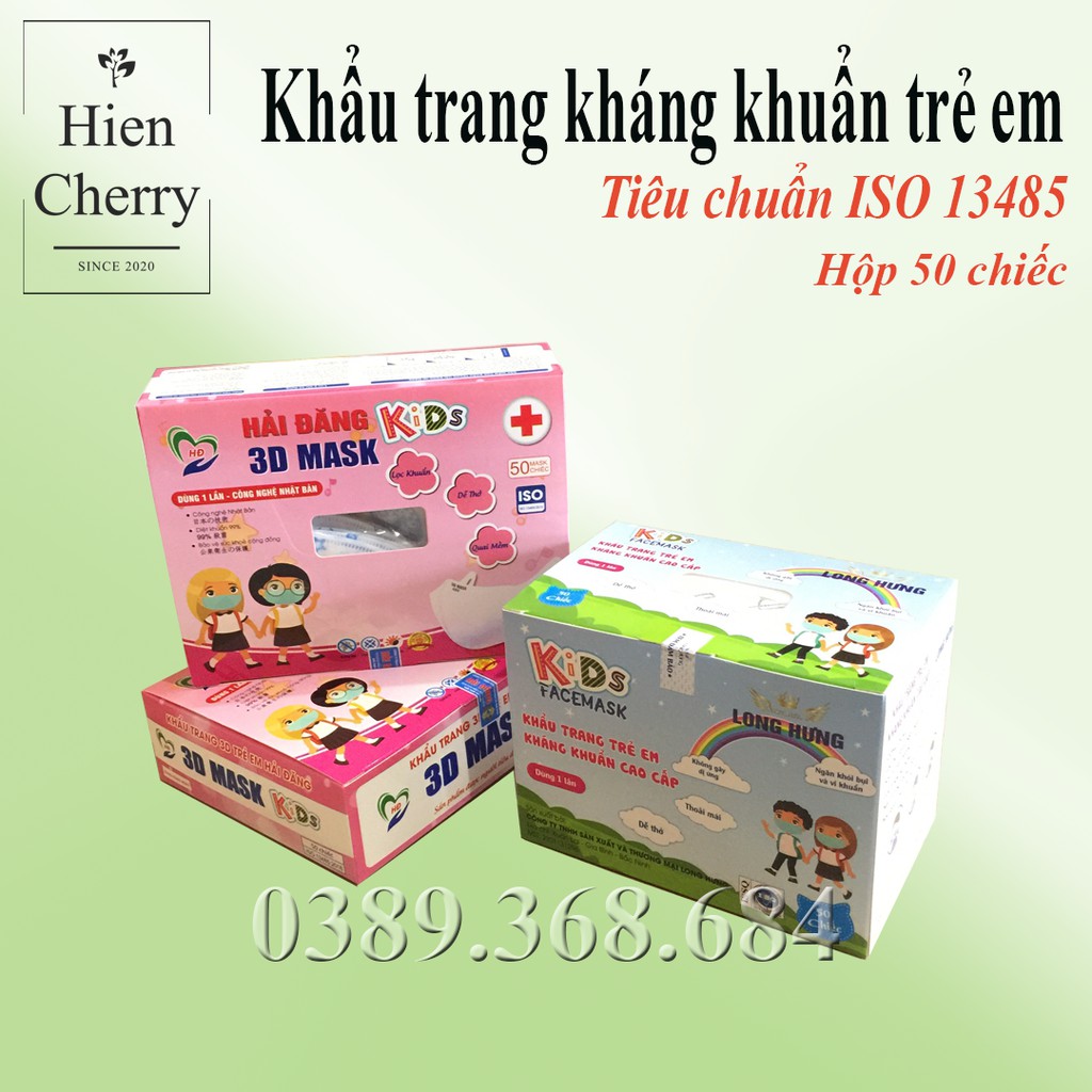 Khẩu trang trẻ em - Hộp 50 chiếc - nhiều màu sắc hàng chính hãng công ty đầy đủ giấy tờ kiểm nghiệm