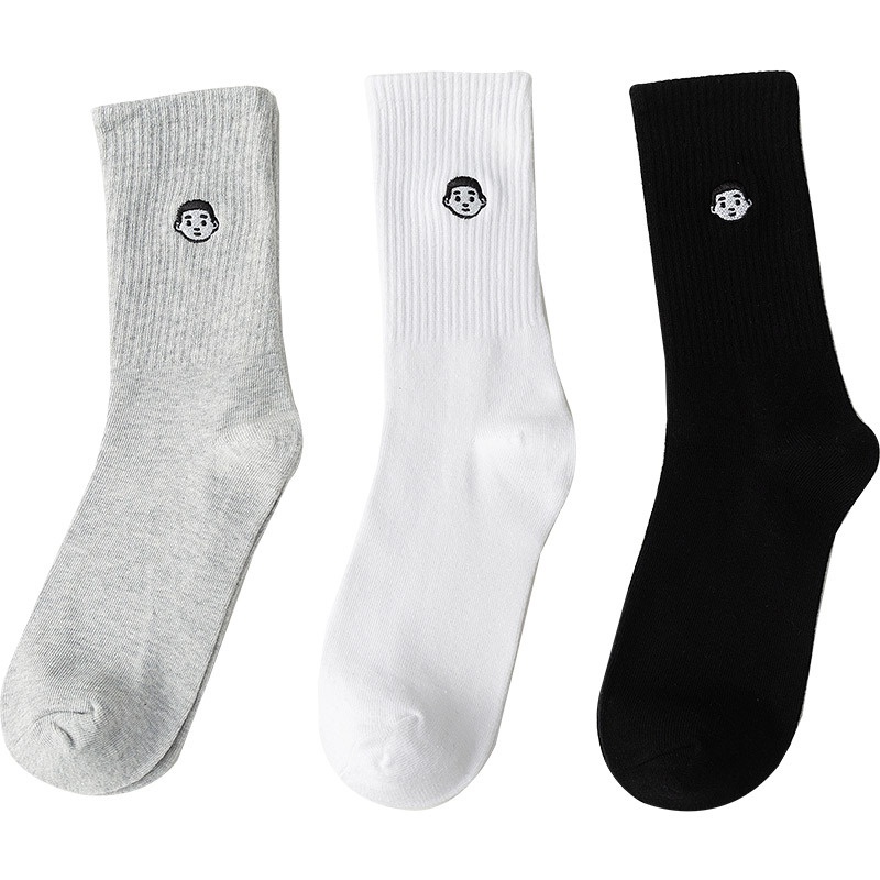 Tất thể thao WAFNHA D238 bằng cotton thêu hình nhân vật hoạt hình thời trang unisex