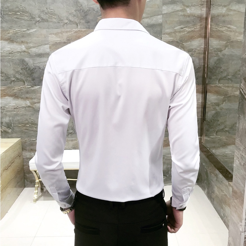 Áo sơ mi nam. Sơ mi nam cúc chéo,cổ Gấp lượn sóng trước Ngực tạo điểm nhấn Độc đáo, sang trọng H28