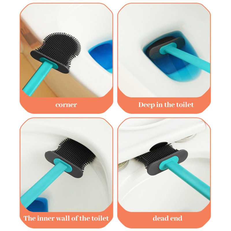 Bàn Chải Vệ Sinh Toilet Cán Dài Bằng Silicon Mềm Trong Suốt Tiện Dụng