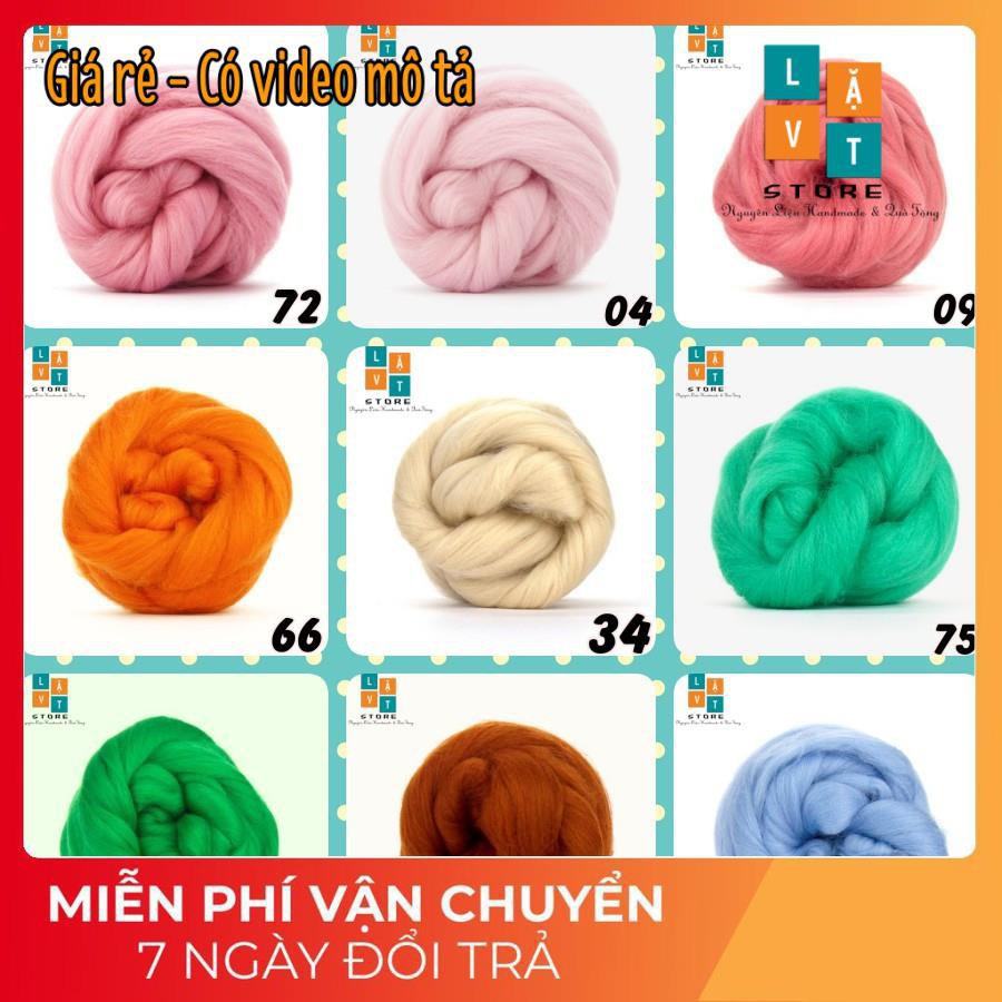 Bảng Màu len chọc, len thô - Needle Felting 1 làm thú nhồi bông.