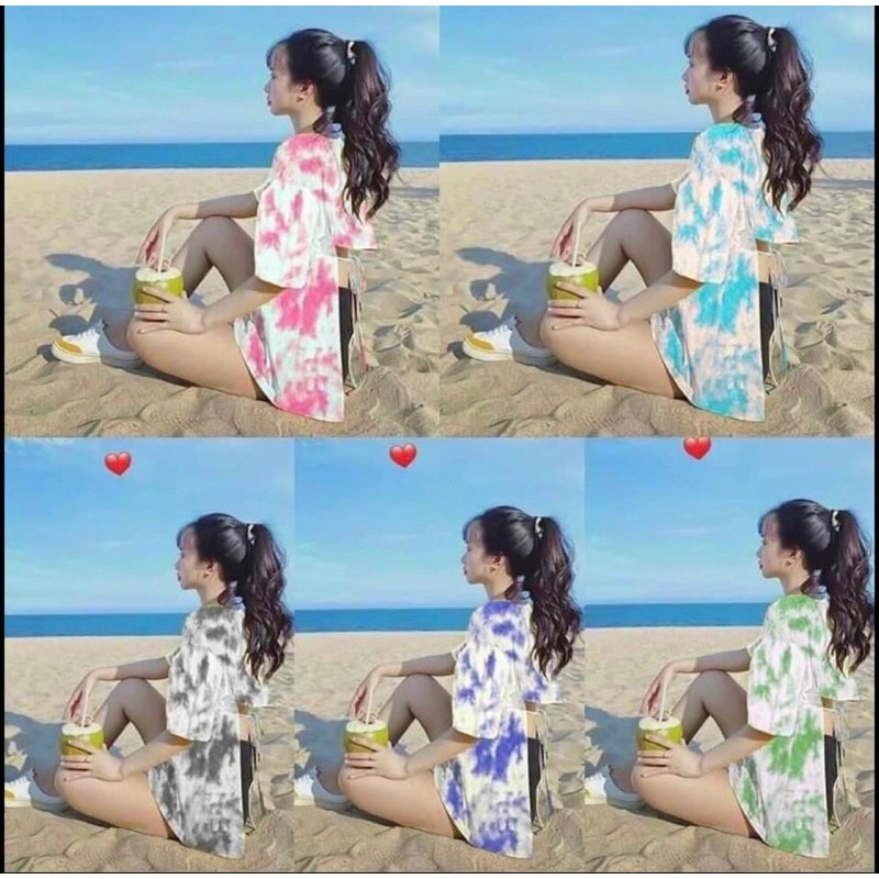 áo hở lưng form rộng buộc dây nơ áo 3/4 hot hit