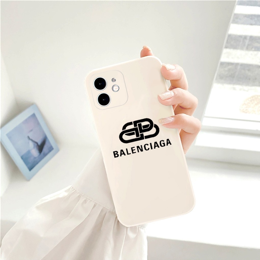 Ốp Lưng Iphone TPU Trắng Cạnh Vuông B.a.l.e.n và Bur,  BVC Iph6/6plus/6s/6splus/7/7plus/8/8plus/x/xs/11/12/pro/13/promax