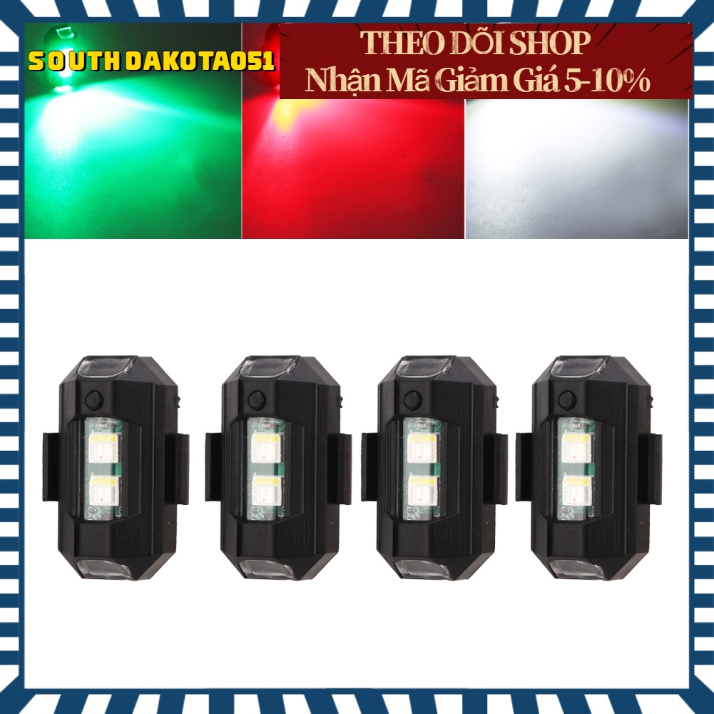 Hàng Sẵn 4 pcs Đèn  LED cảnh báo nhấp nháy 3 màu cho Xe máy ATV đạp【Southdakota051】