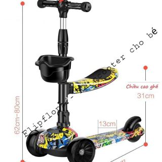 [1-10 tuổi] Xe scooter xịn sò 2in1 phong cách Graffiti hip hop/Công chúa cho bé