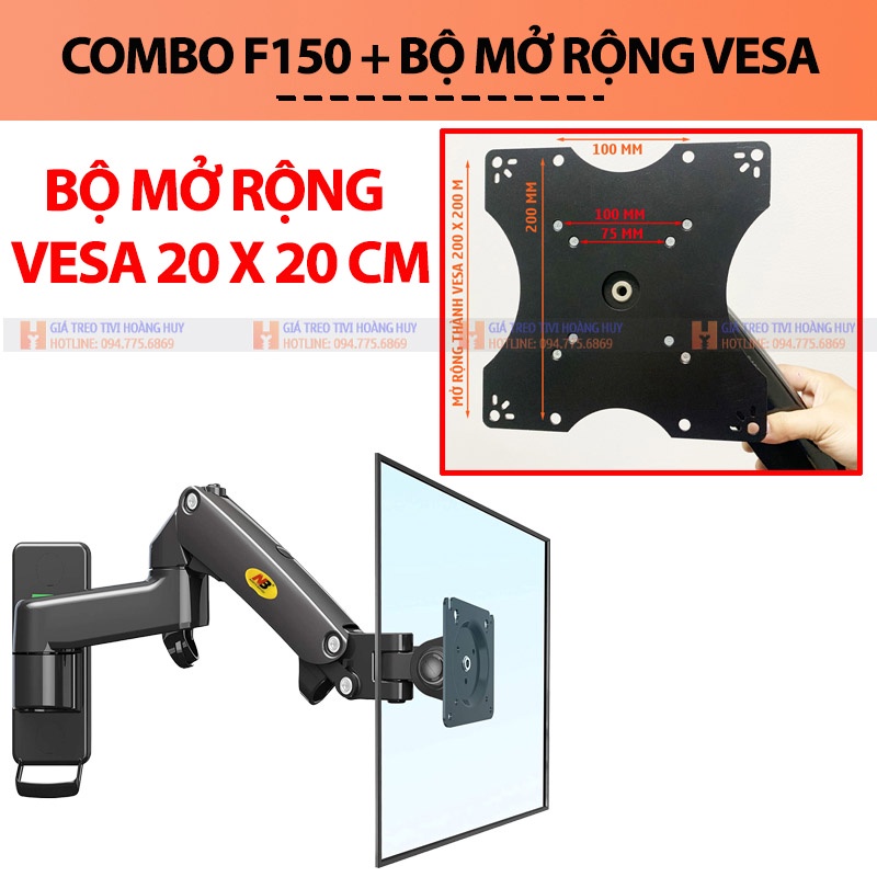 Giá treo tivi màn hình máy tính đa năng 17 - 35 inch NB F150 / XOAY 360 Độ - COMBO mở rộng VESA