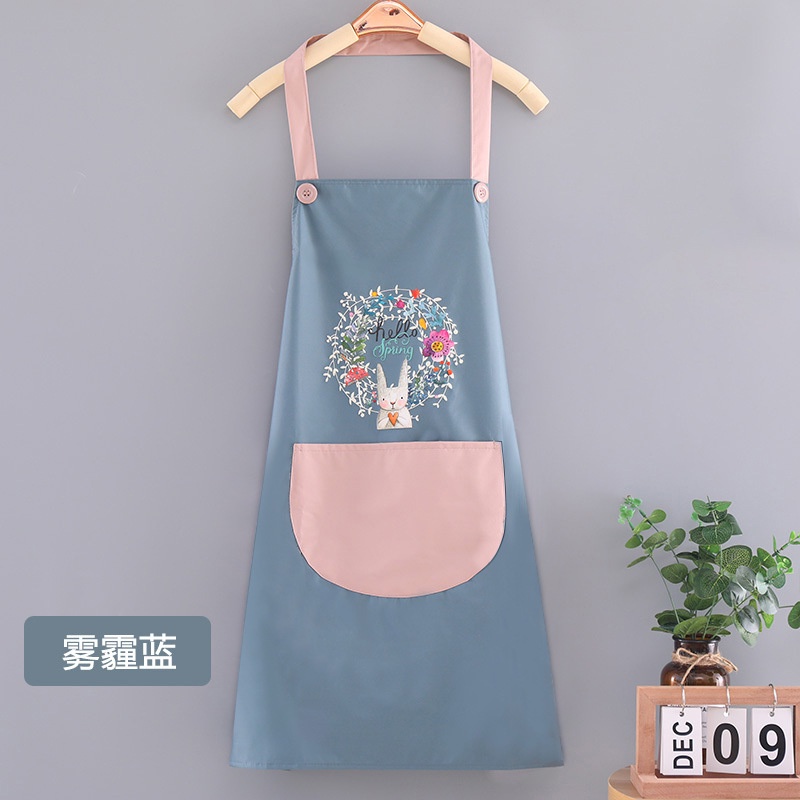 Tạp Dề Không Tay Chống Nước Chống Dầu Họa Tiết Thỏ Vòng Hoa Cho Cặp Đôi