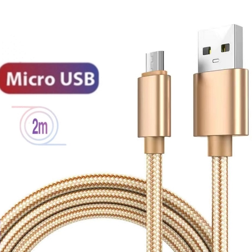 Dây cáp sạc Micro USB dây bện dù 2m cho điện thoại Samsung ,oppo, Huawei Xiaomi HTC Android