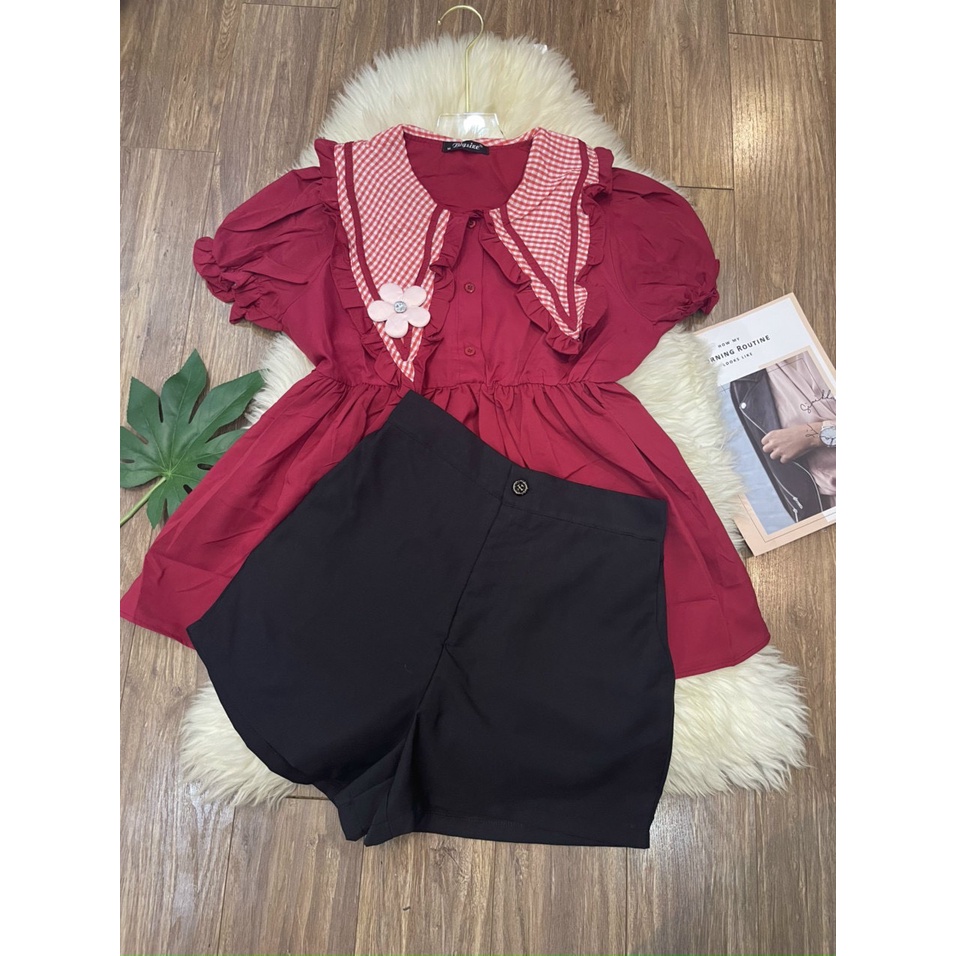 Sét babydoll caro bigsize Quỳnh Anh từ 50kg đến 100kg (M/L/XL/XXL)