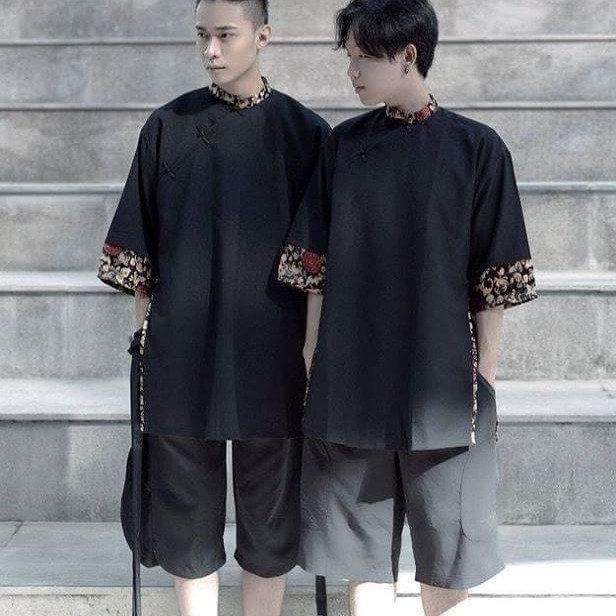 Bộ shanghai gấm và quần culottes - Bộ áo dài cách tân shanghai gấm hỷ cổ điển, hán phục cosplay