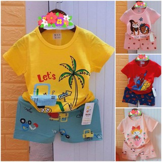 Bộ Cộc Tay Cotton Xuất Hàn bé trai bé gái size đại 22-40kg