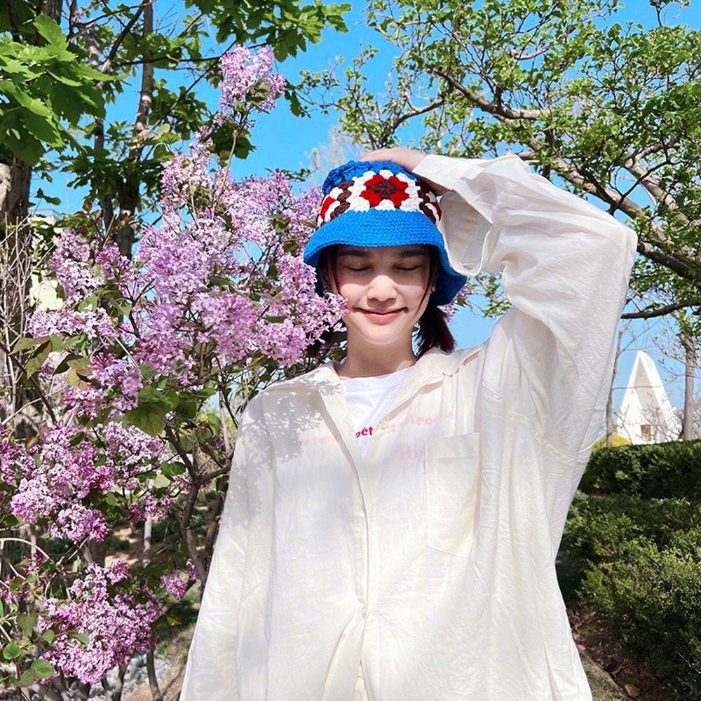 Mũ Xô Chống Nắng Ngoài Trời Khoét Rỗng Họa Tiết Hoa Ấm Áp Cho Nữ