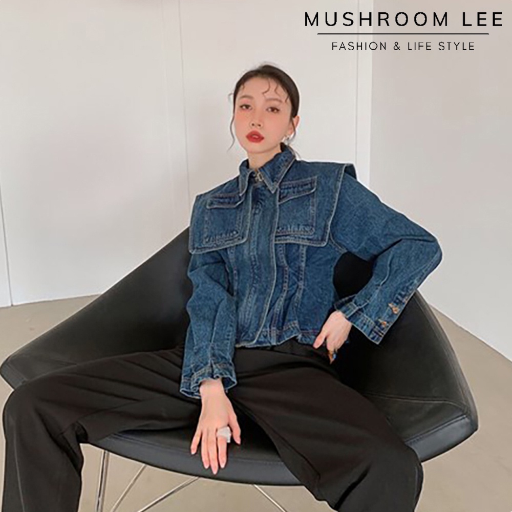 Áo Khoác Denim MUSHROOM LEE phối túi ngang vai