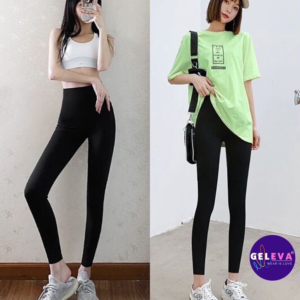 Quần legging nữ dài đẹp vải thun ôm bó dày dặn, Quần tập gym yoga zumba aerobic nữ thể thao dài lưng cạp cao Geleva LE52 | BigBuy360 - bigbuy360.vn