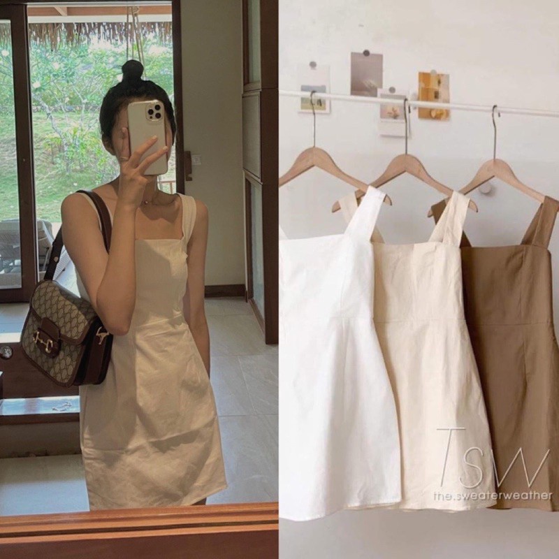 VÁY 2 DÂY DÁNG SUÔNG CHUN SAU [ HÀNG LOẠI 1]