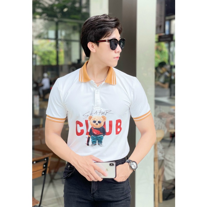 (HCM) Áo thun nam cổ bẻ tay ngắn họa tiết gấu club thời trang nam đẳng cấp siêu hot - sang trọng hot hit  HOT NHÂT