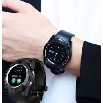 Đồng hồ thông minh Smart Watch V8 mặt tròn, đồng hồ đeo tay dây silicone xài sim