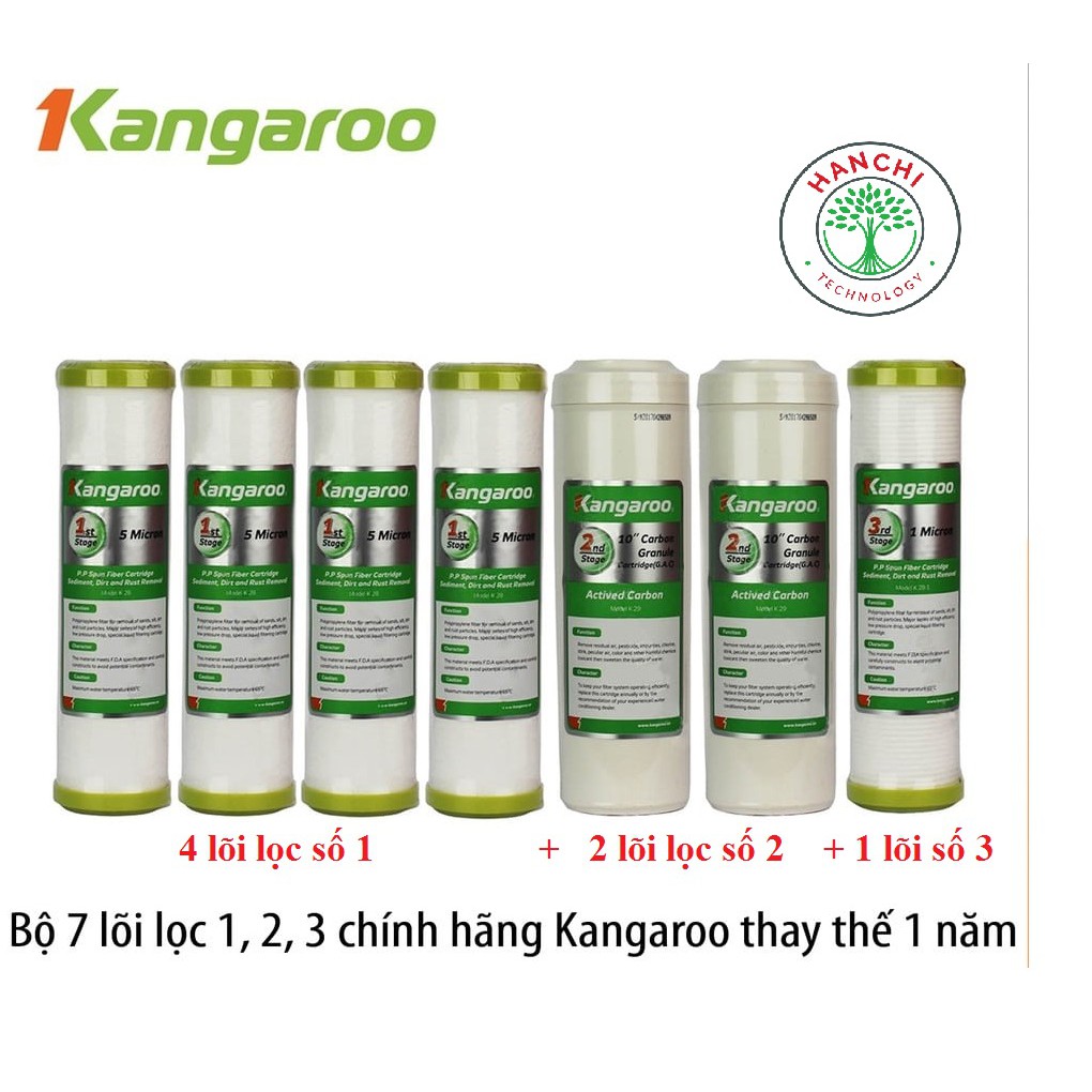 [COMBO] Bộ 7 Lõi Lọc Nước Sô 1 2 3  Kangaroo ThayThế Sử Dụng Trong 1 Năm