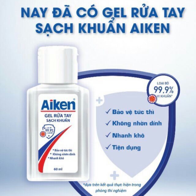 Gel rửa tay khô diệt khuẩn 99% Aiken bỏ túi 100ml