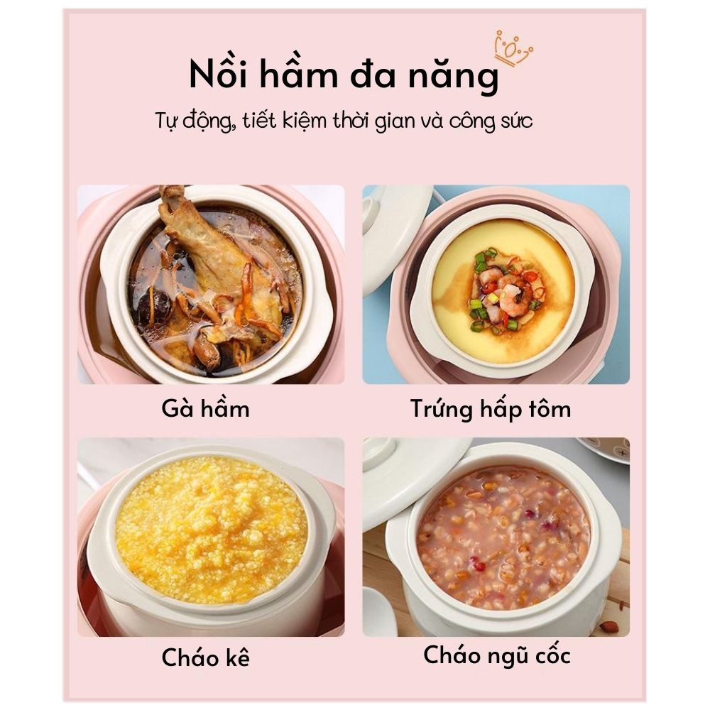 Nồi nấu cháo, hầm chậm, yến, nấu mì [LOẠI1] LOTOR Đa Năng, Ninh, Hầm Cách Thủy Bảo Hành 12 Tháng, 1 Đổi 1 Trong 30 ngày