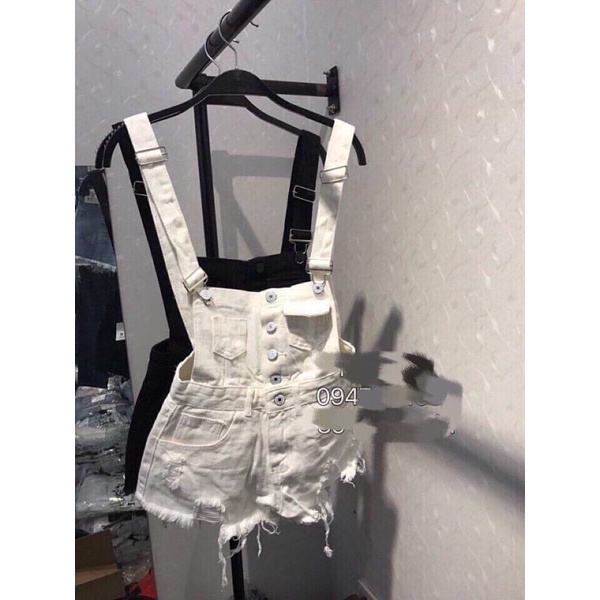 Quần short jean yếm cạp cao QS1368 - NhiNhi Shop
