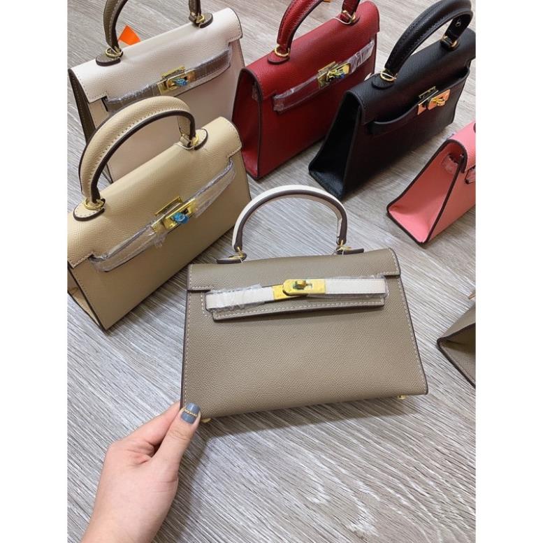 Túi xách cầm tay đeo chéo Herr.mes size 22 và size 19 dáng lùn da lì tag vàng hàng Túi xách Linahop