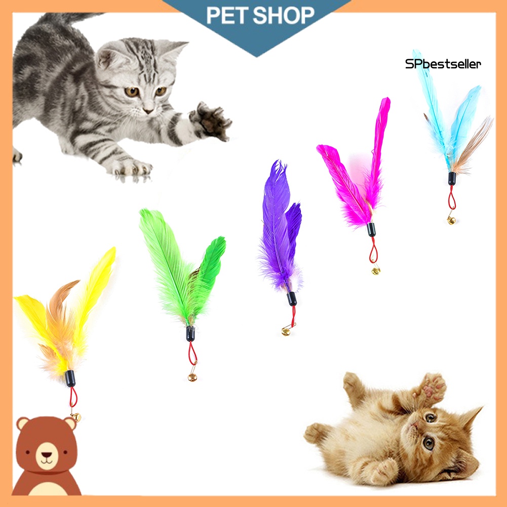 Gậy đồ chơi đính lông vũ và chuông vui nhộn dành cho mèo cưng