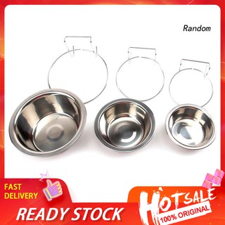 Bát đựng đồ ăn/ nước uống treo lồng bằng thép không gỉ cho thú cưng