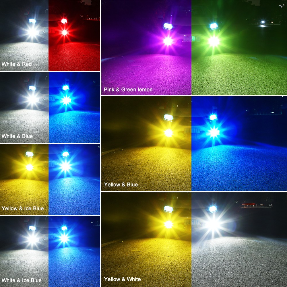 Đèn sương mù LED ô tô hai màu 24SMD P13W 4 chế độ chiếu sáng tự động nhấp nháy