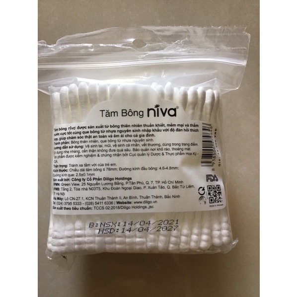 2 Gói Tăm bông NiVa cotton buds gói 200 que nhựa