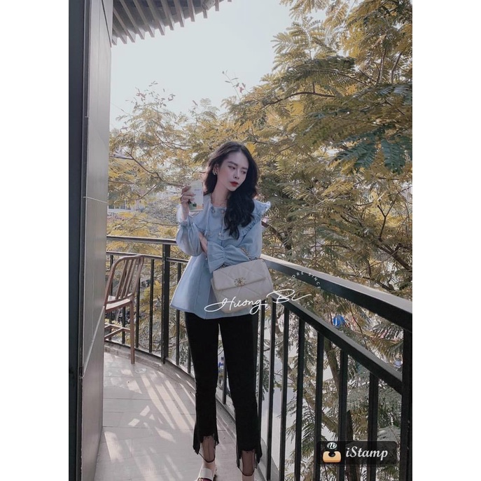 Sơ mi bèo kẻ xanh