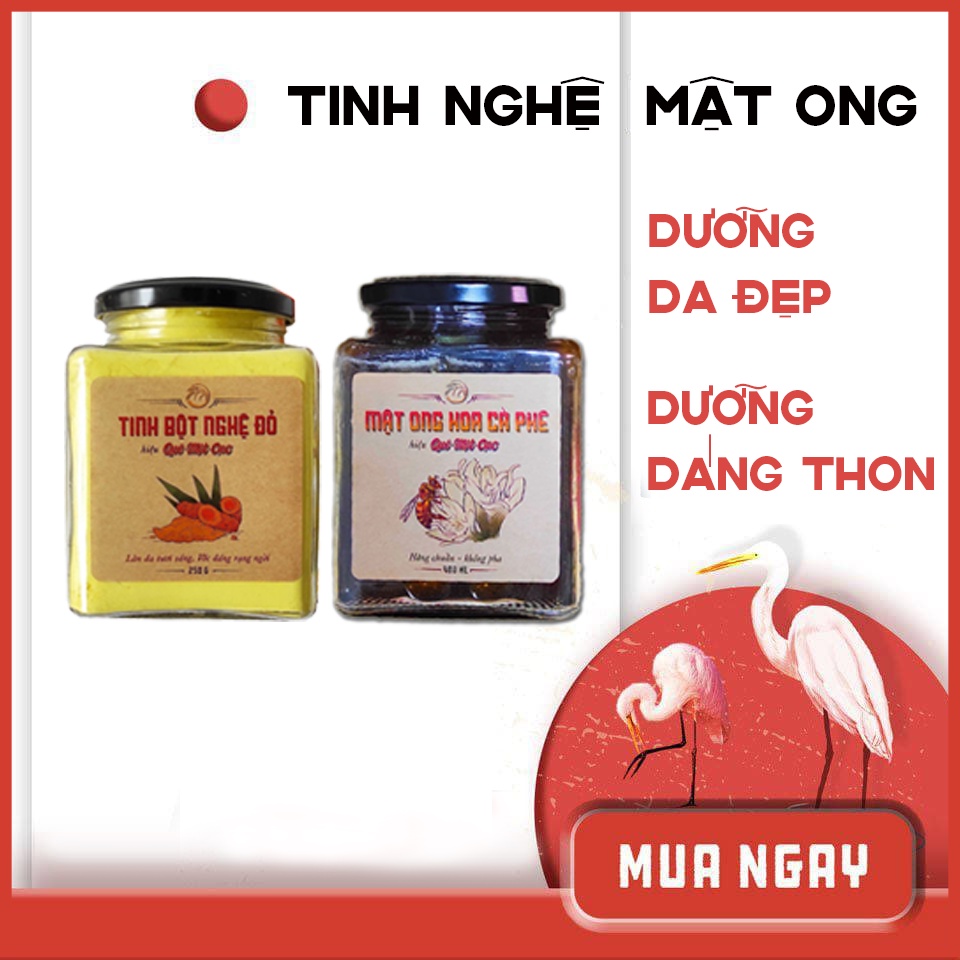 Combo tinh bột nghệ mật ong uống đẹp da, giữ dáng, hết loét dạ dày QUÊ MỘT CỤC (handmade)