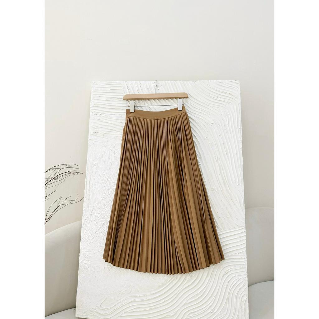 Chân váy xếp li CHARMO dáng dài chất lụa mịn Pleated Skirt