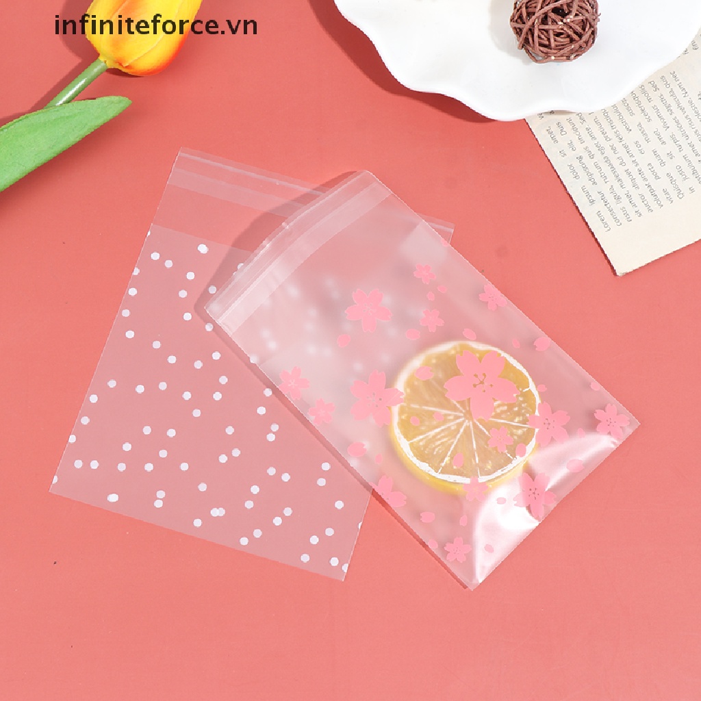 Set 100 túi nhựa in họa tiết dễ thương đựng bánh kẹo đa dụng