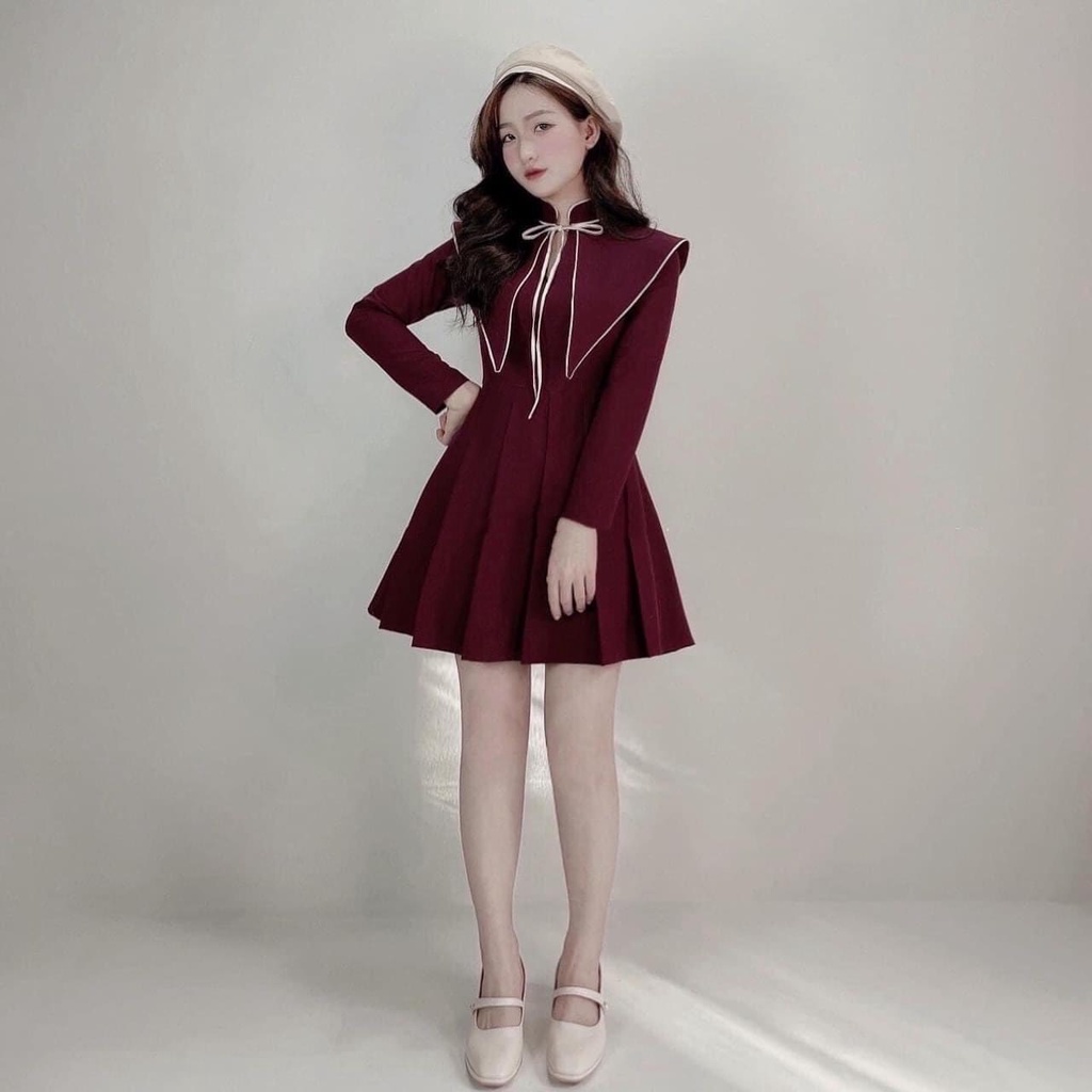 Đầm Tiểu Thư Cổ Trụ Cột Nơ Xinh Xắn - D0468