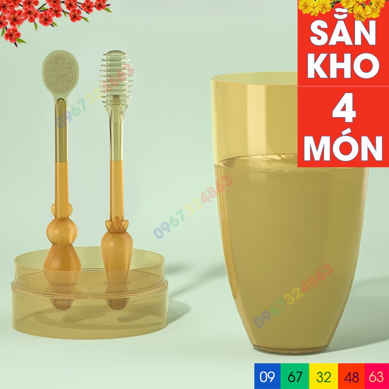 Set rơ lưỡi bàn chải Silicon cao cấp cho Bé Yêu từ 0-18 tháng