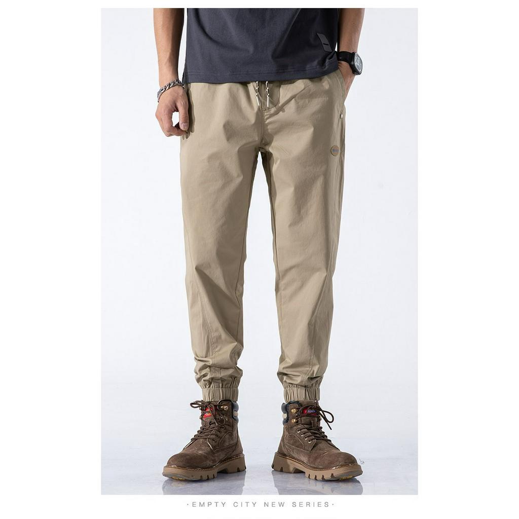 Quần jogger nữ trơn cạp chun chất gió mềm co dãn viền ly đứng dáng nổi bật phong cách thể thao full size