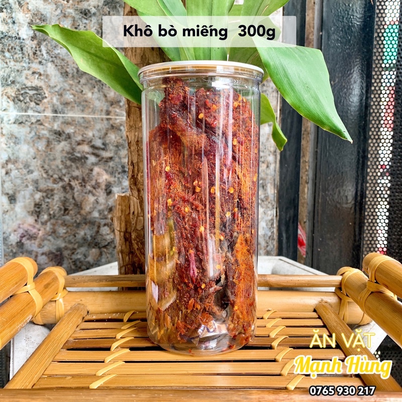 Khô bò miếng hủ pet 300g Mạnh Hùng ăn vặt giá rẻ Sài Gòn