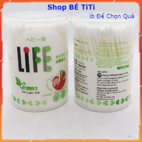 [Mẹ & Bé Shop]Tăm bông trẻ em Life 200 cây kháng khuẩn