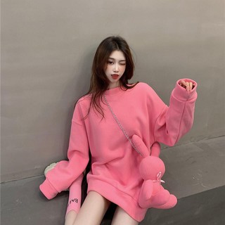 Áo sweater nỉ kèm thỏ bông đeo chéo TRẮNG/ HỒNG-shopforgirl