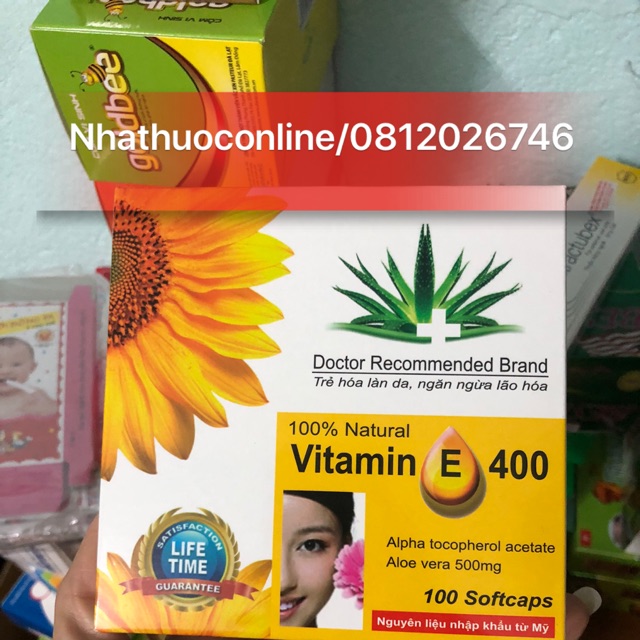 VIÊN UỐNG VITAMIN E 400 KÈM TÌNH CHẤT NHA ĐAM,HỖ TRỢ TỐT CHO DA