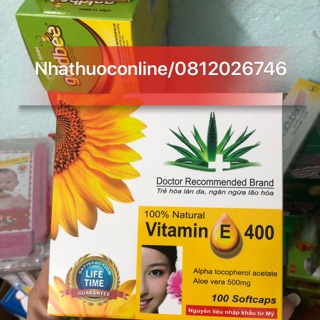 VIÊN UỐNG VITAMIN E 400 KÈM TÌNH CHẤT NHA ĐAM,HỖ TRỢ TỐT CHO DA
