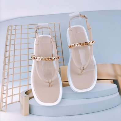 Sandal nữ kẹp ngón quai ngang xích đế bằng thời trang-n119
