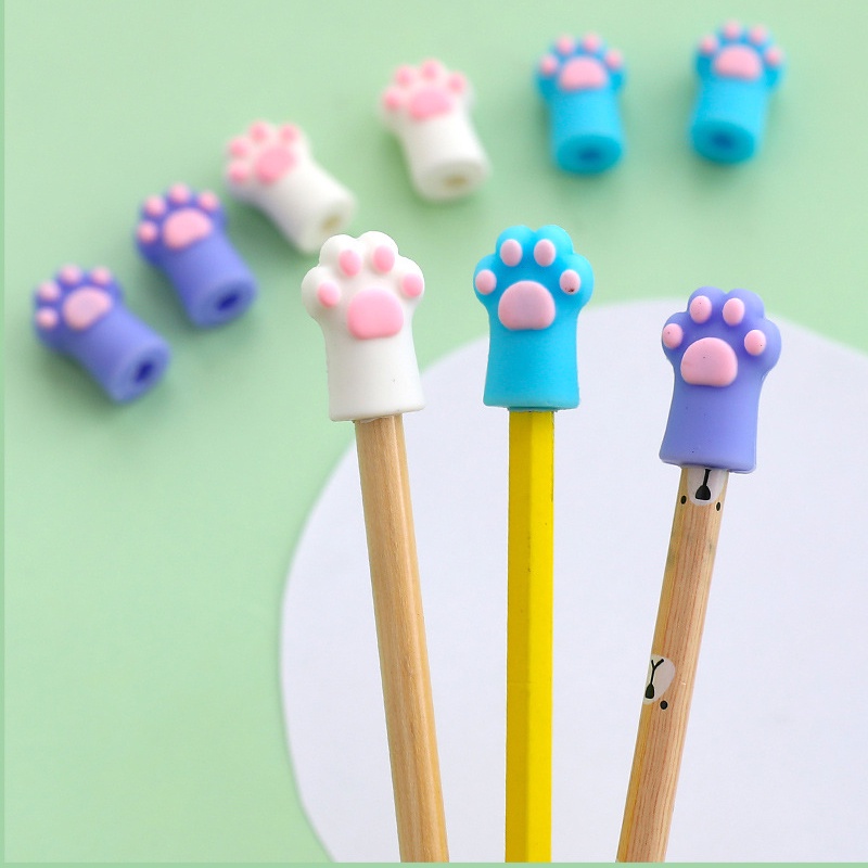 Set 3 Nắp Đậy Bút Chì Mở Rộng Hình Chân Mèo Dễ Thương