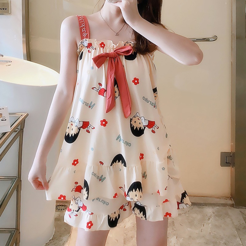 Bộ đồ ngủ,Pijama Đồ Ngủ 2 dây sexy thun sữa hoạt hình cute BN33