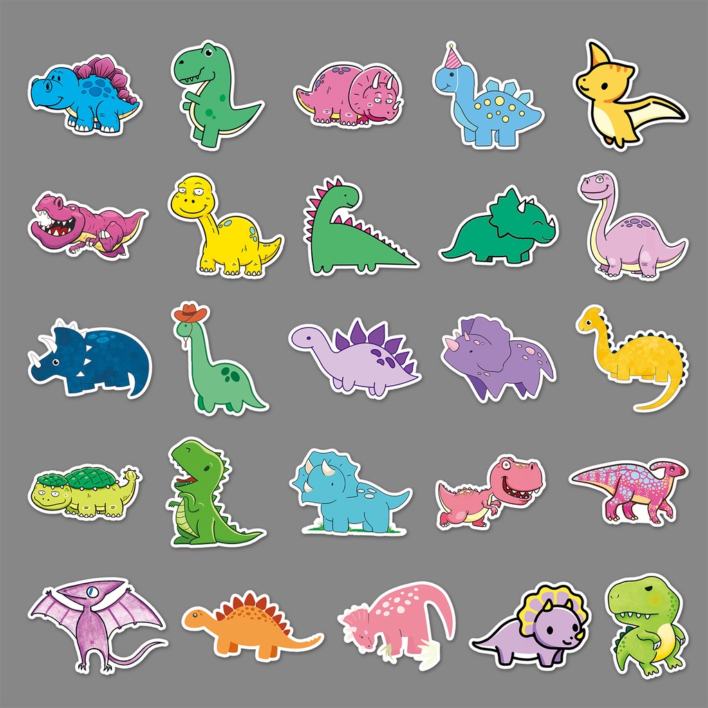 Combo 30 Sticker Chống Nước Decal Dán Điện Thoại Laptop Mũ Bảo Hiểm Vali Guitar Bình Nước Sổ Tay [KHỦNG LONG]