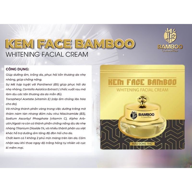 Kem face Bamboo dạng gói, dùng 2-3l