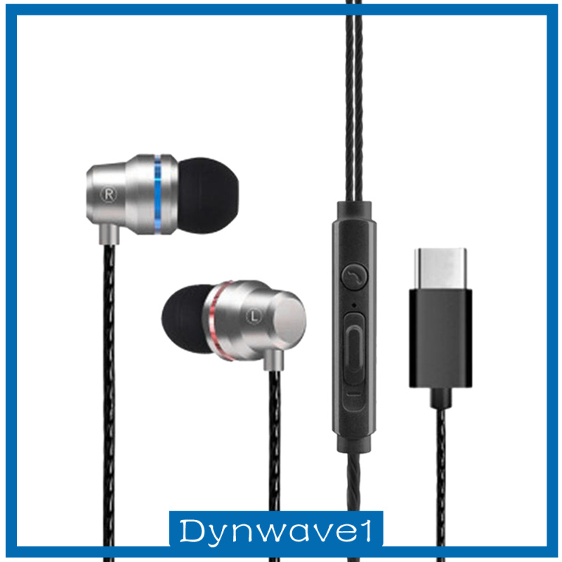 [DYNWAVE1]Universal Durable USB Type C Headphones Wired In-ear Earbuds Rose Gold